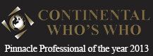 Continental Whos Who Pinnacle Professional of the year 2013 award